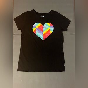 🌟❣️4/$10❣️🌟Girls XL 14/16 Cat & Jack Black Tee with Geometric Heart